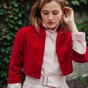 Horses Atelier red velveteen cropped jacket